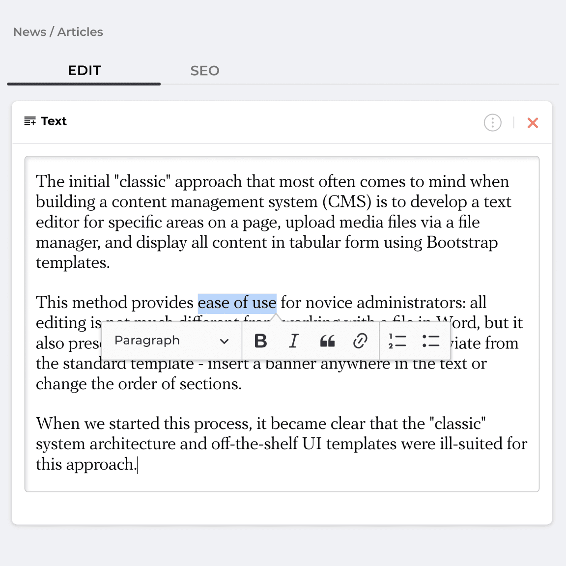 Quick text editing