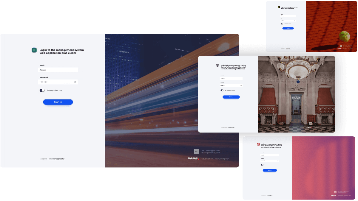 Customizable management system login for each project